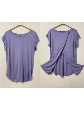 Wilfred Aritzia Lilac Split Back Crossover T-Shirt Top Cap Sleeves Soft Staple